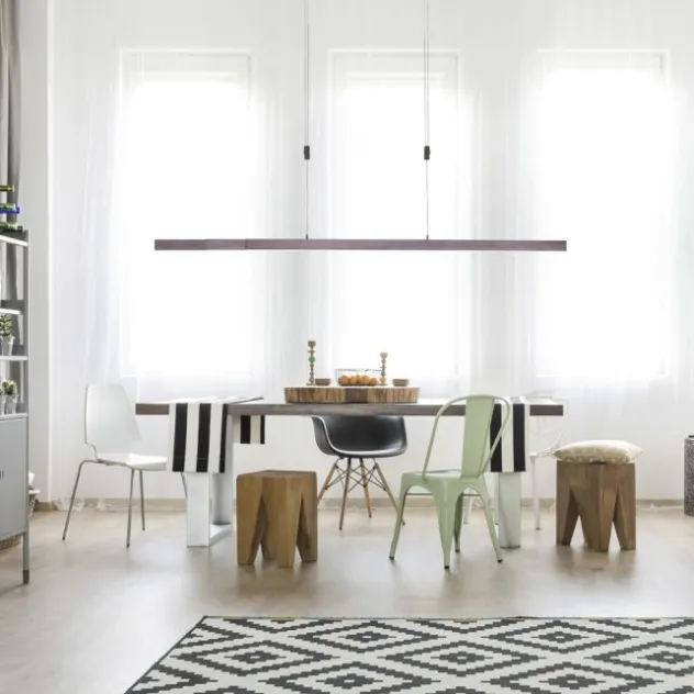 LED Pendelleuchte, sepiabraun, lineares Design, höhenverstellbar, modern