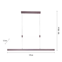 LED Pendelleuchte, sepiabraun, lineares Design, höhenverstellbar, modern