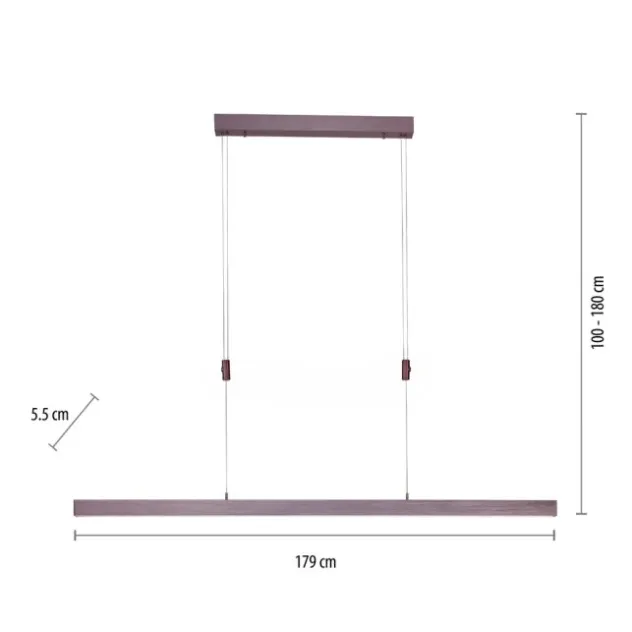 LED Pendelleuchte, sepiabraun, lineares Design, höhenverstellbar, modern