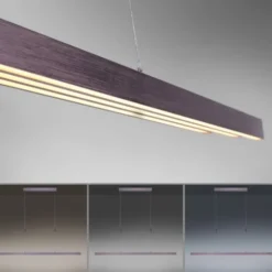 LED Pendelleuchte, sepiabraun, lineares Design, höhenverstellbar, modern