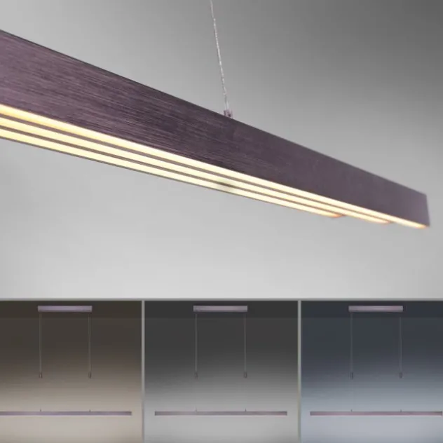 LED Pendelleuchte, sepiabraun, lineares Design, höhenverstellbar, modern