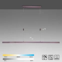 LED Pendelleuchte, sepiabraun, lineares Design, höhenverstellbar, modern