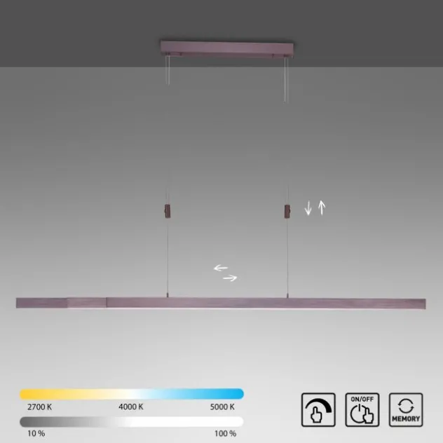 LED Pendelleuchte, sepiabraun, lineares Design, höhenverstellbar, modern