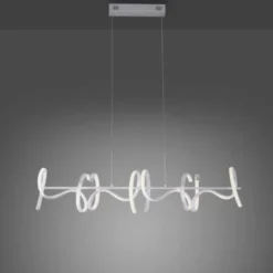 LED-Pendelleuchte, silberfarben, 4 geschwungene Leuchtarme, Dimmfunktion