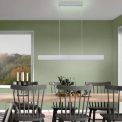 LED Pendelleuchte silber, Fernbedienung, Tuya App smarthome