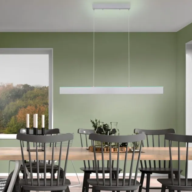 LED Pendelleuchte silber, Fernbedienung, Tuya App smarthome
