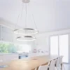 LED-Pendelleuchte, silber, 2 Leuchtringe, warmweiße Lichtfarbe, modern