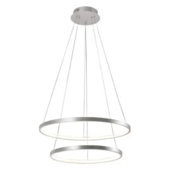 LED-Pendelleuchte, silber, 2 Leuchtringe, warmweiße Lichtfarbe, modern