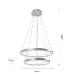 LED-Pendelleuchte, silber, 2 Leuchtringe, warmweiße Lichtfarbe, modern