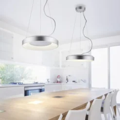 LED Pendelleuchte silber steuerbar über App dimmbar RGB+CCT