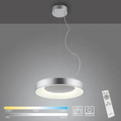 LED Pendelleuchte silber steuerbar über App dimmbar RGB+CCT