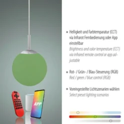LED Pendelleuchte Smarthome D=20 silber dimmbar App Fernbedienung