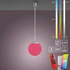LED Pendelleuchte Smarthome D=20 silber dimmbar App Fernbedienung