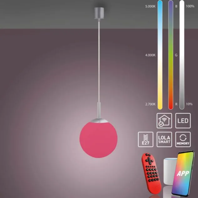 LED Pendelleuchte Smarthome D=20 silber dimmbar App Fernbedienung