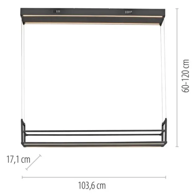 LED Pendelleuchte SONTURA, schwarz, Ablagefläche, Memoryfunktion