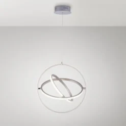 LED Pendelleuchte, stahlfarben, modernes Design, Stufendimmung, warmweiß