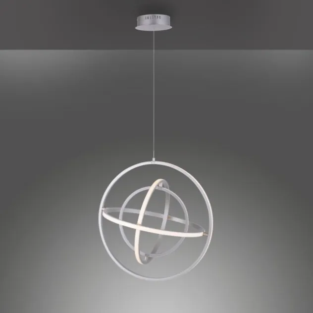 LED Pendelleuchte, stahlfarben, modernes Design, Stufendimmung, warmweiß