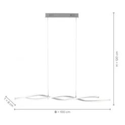 LED Pendelleuchte, stahlfarben, Wellen-Form, inkl. Dimmfunktion, modern