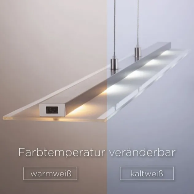 LED-Pendelleuchte, stahlfarben, höhenverstellbar, CCT-Steuerung, dimmbar