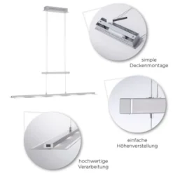 LED-Pendelleuchte, stahlfarben, höhenverstellbar, CCT-Steuerung, dimmbar