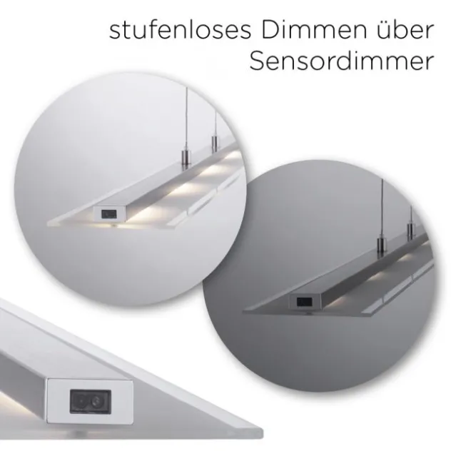 LED-Pendelleuchte, stahlfarben, höhenverstellbar, CCT-Steuerung, dimmbar