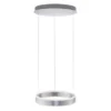 LED-Pendelleuchte, stahlfarben, kreisförmiger Leuchtkörper, dimmbar, modern
