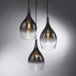 LED Pendelleuchte tropfenförmig verchromt edles Design 3 flammig Esszimmer