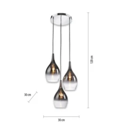 LED Pendelleuchte tropfenförmig verchromt edles Design 3 flammig Esszimmer