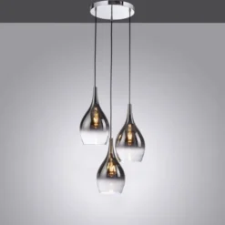 LED Pendelleuchte tropfenförmig verchromt edles Design 3 flammig Esszimmer