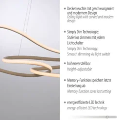 LED Pendelleuchte TWIST, sand, mit vorhandenem Schalter dimmbar, höhenverstellbar