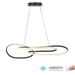 LED Pendelleuchte TWIST, schwarz, höhenverstellbar, dimmbar, Memoryfunktion