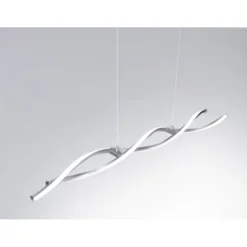 LED Pendelleuchte, wellenförmig, stahlfarben, warmweiß, kürzbar