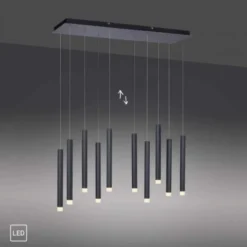 LED-Pendelleuchte, Wohnzimmer, schwarz, Innenleuchte, 10-flammig