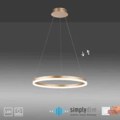 LED Pendelleuchte 60x60 messing farbig rund dimmbar Memoryfunktion modern