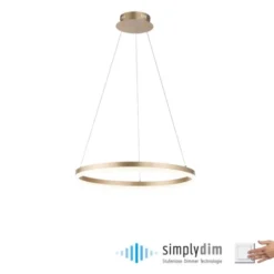 LED Pendelleuchte 60x60 messing farbig rund dimmbar Memoryfunktion modern