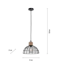 LED Pendelleuchte 31x31 Metallschirm Naturholz schwarz 1 flammig Küche