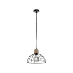 LED Pendelleuchte 31x31 Metallschirm Naturholz schwarz 1 flammig Küche