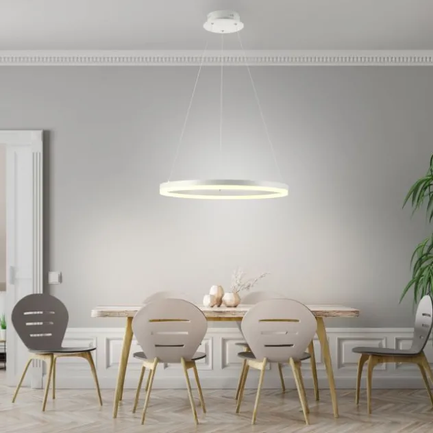 LED Pendelleuchte 60x60 weiss rund dimmbar Memoryfunktion modern