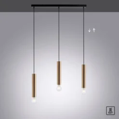 LED Pendelleuchte zeitlos schlicht messing matt Innenleuchte 3 flammige Pendellampe