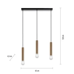 LED Pendelleuchte zeitlos schlicht messing matt Innenleuchte 3 flammige Pendellampe