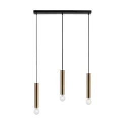 LED Pendelleuchte zeitlos schlicht messing matt Innenleuchte 3 flammige Pendellampe