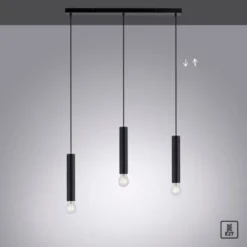 LED Pendelleuchte zeitlos schlicht schwarz Innenleuchte 3 flammige Pendellampe