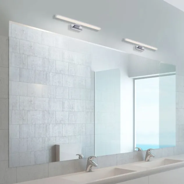 LED Spiegelleuchte 60x12,1cm chromfarbig glänzend schmal Badezimmerlampe