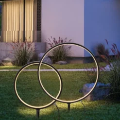 LED Spießleuchte Gartenlampe Ringform Timerfunktion IP65 wasserfest