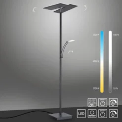 LED Stehlampe anthrazit farbig schwenkbar dimmbar Lesearm CCT Memory