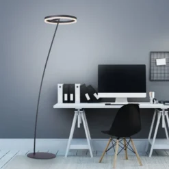 LED Stehlampe anthrazit farbig schwenkbar dimmbar Lichtring warmweiß Licht