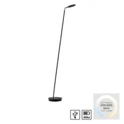 LED Stehleuchte AKKU BENTE, schwarz, Akkuleuchte, aufladbar, dimmbar,