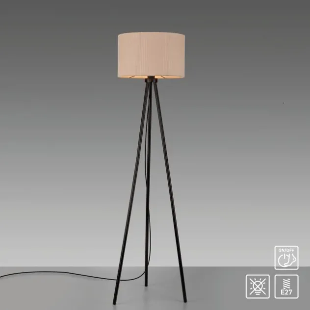 LED Stehleuchte beige sandfarbener Schirm mit Schalter Wohnzimmer