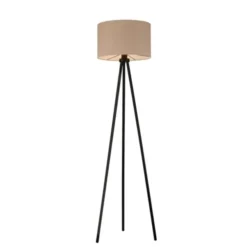 LED Stehleuchte beige sandfarbener Schirm mit Schalter Wohnzimmer