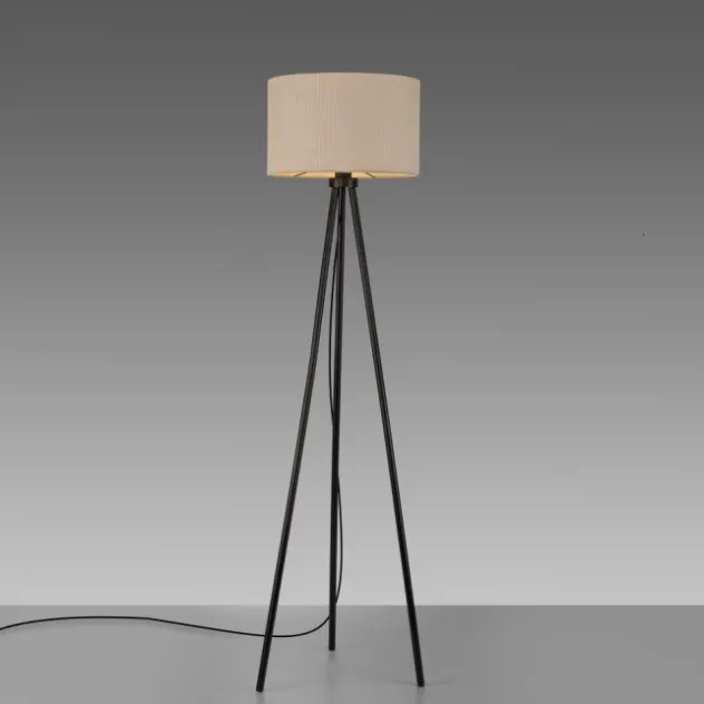 LED Stehleuchte beige sandfarbener Schirm mit Schalter Wohnzimmer